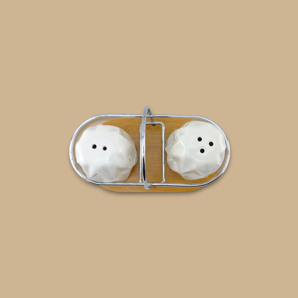 Lotus Ceramic Salt & Pepper Set White (JA-7502) Kaka Bawa Sons