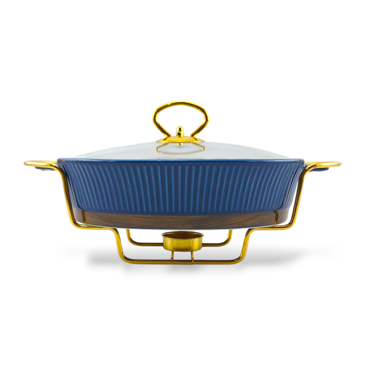 UK Parliament Oval Food Warmer With Golden Stand