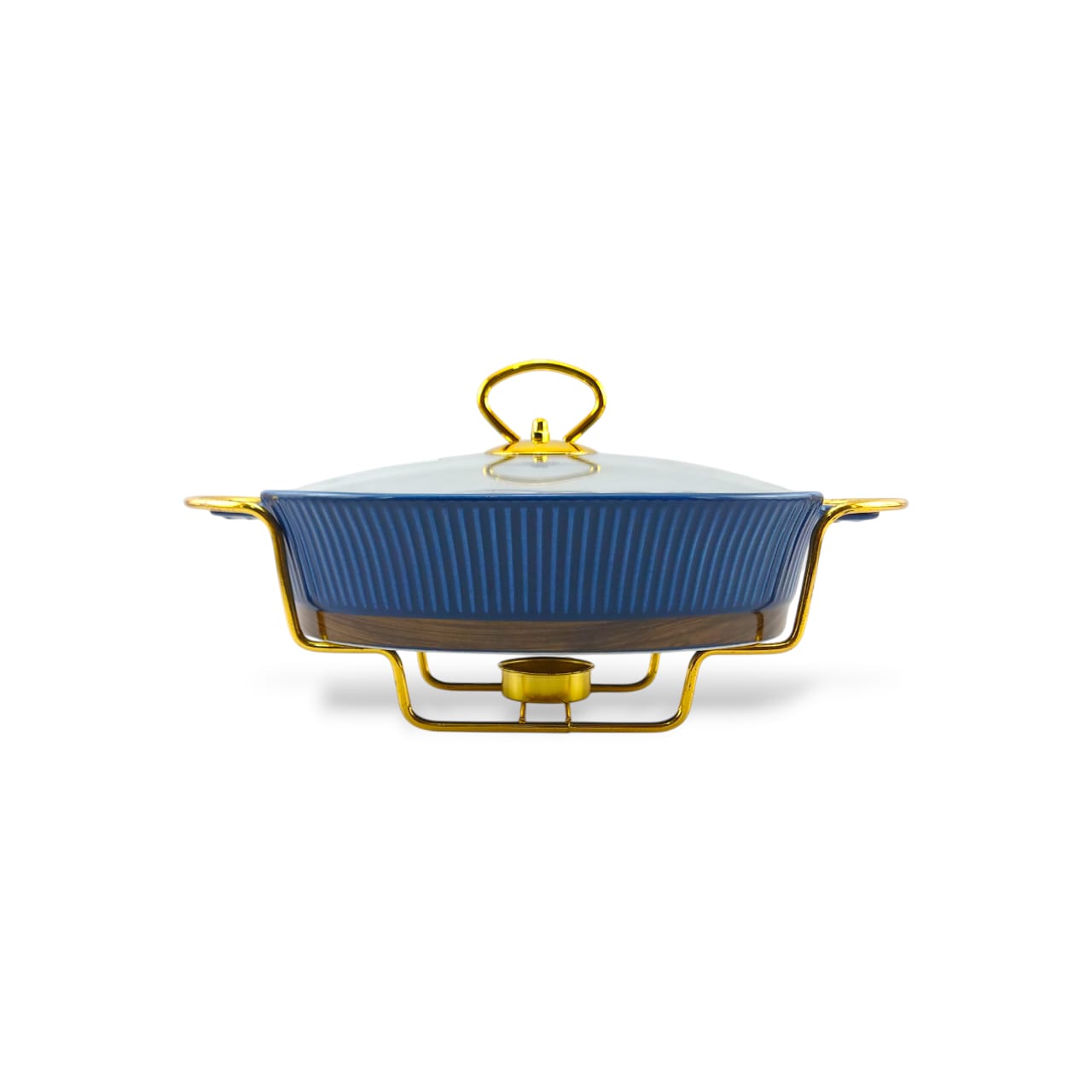 UK Parliament Oval Food Warmer With Golden Stand