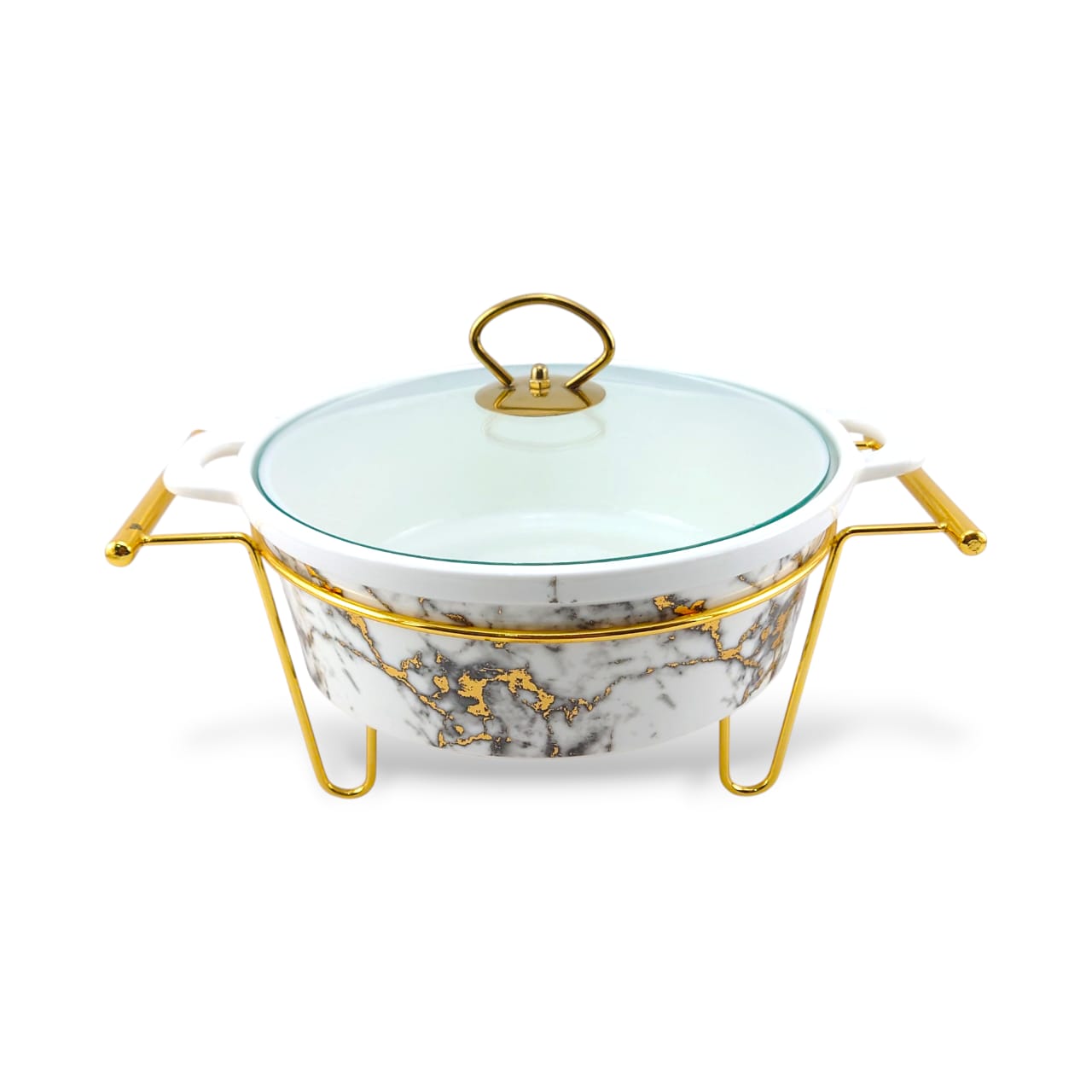 S/W Fancy Donga With Glass Lid and Golden Stand