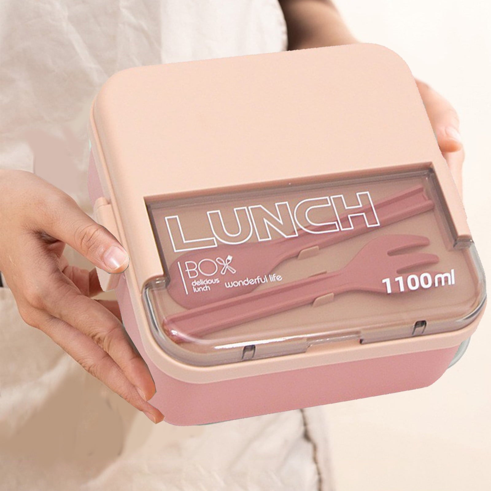 Tedemei Square Lunch Box Pink (9352)