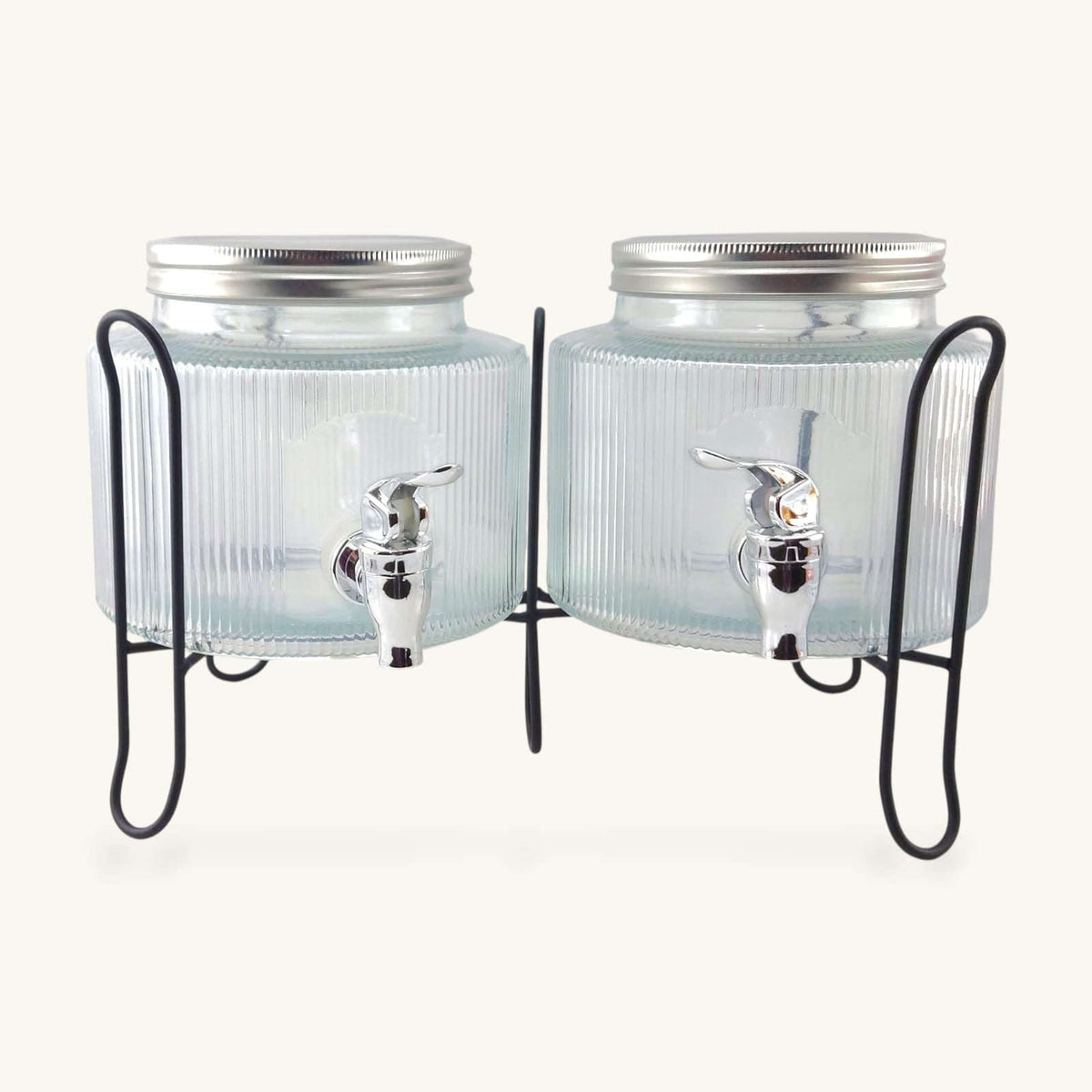 2.5-Litre × 2 Glass Beverage Dispenser With Stand Kaka Bawa Sons