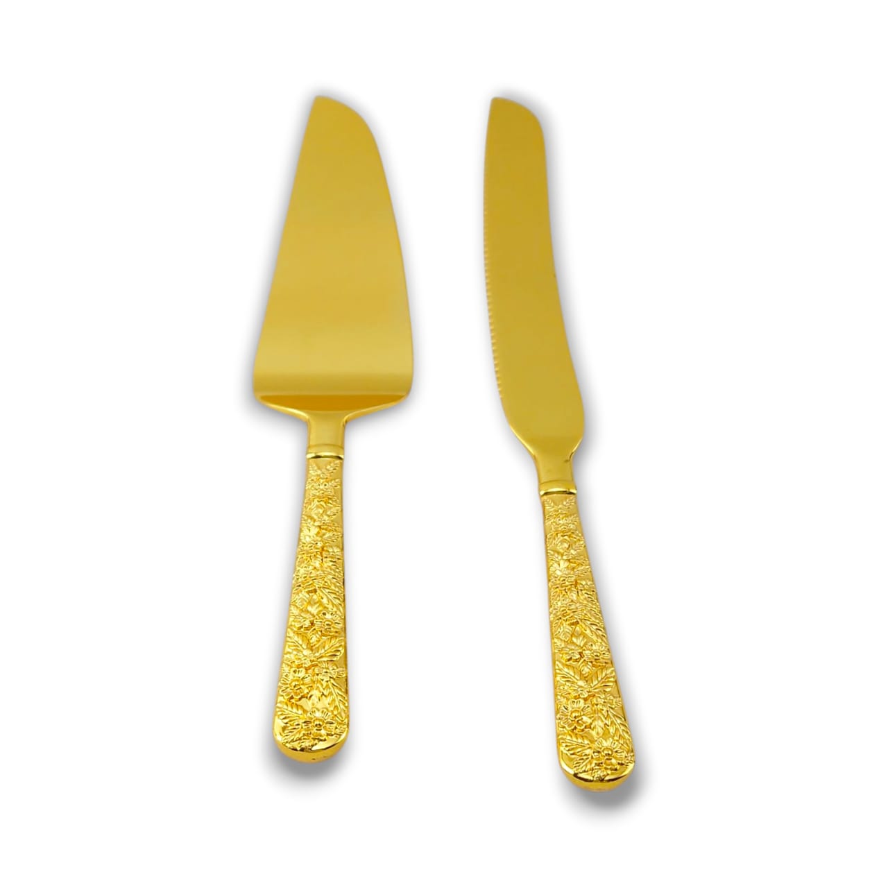Fancy Cake Lifter & Knife Golden