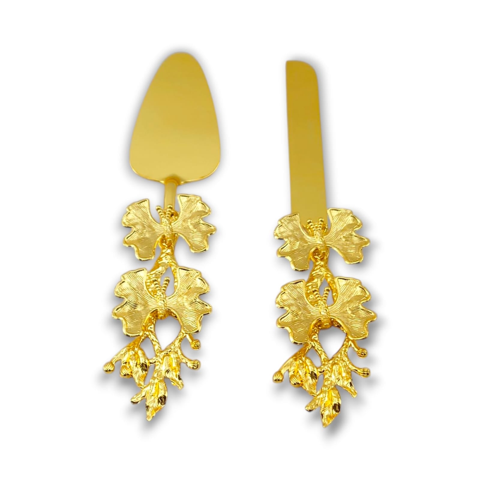 Fancy Cake Lifter & Knife Butterfly Design Golden