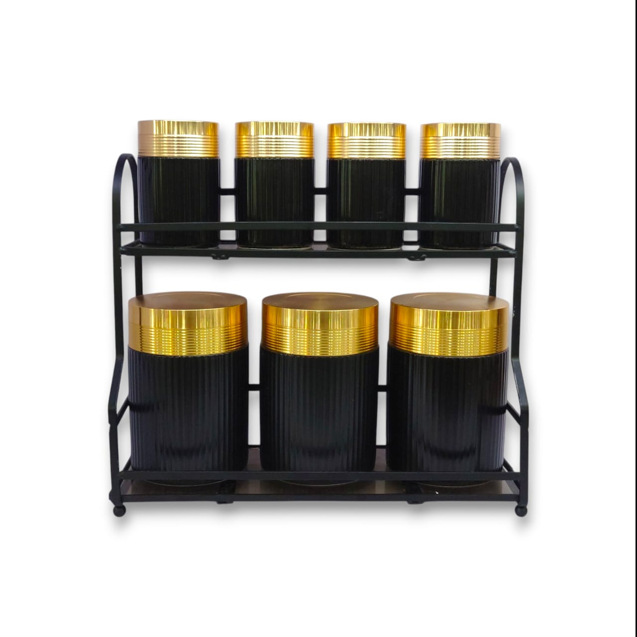 7-Piece Glass Spice Jar Set Black