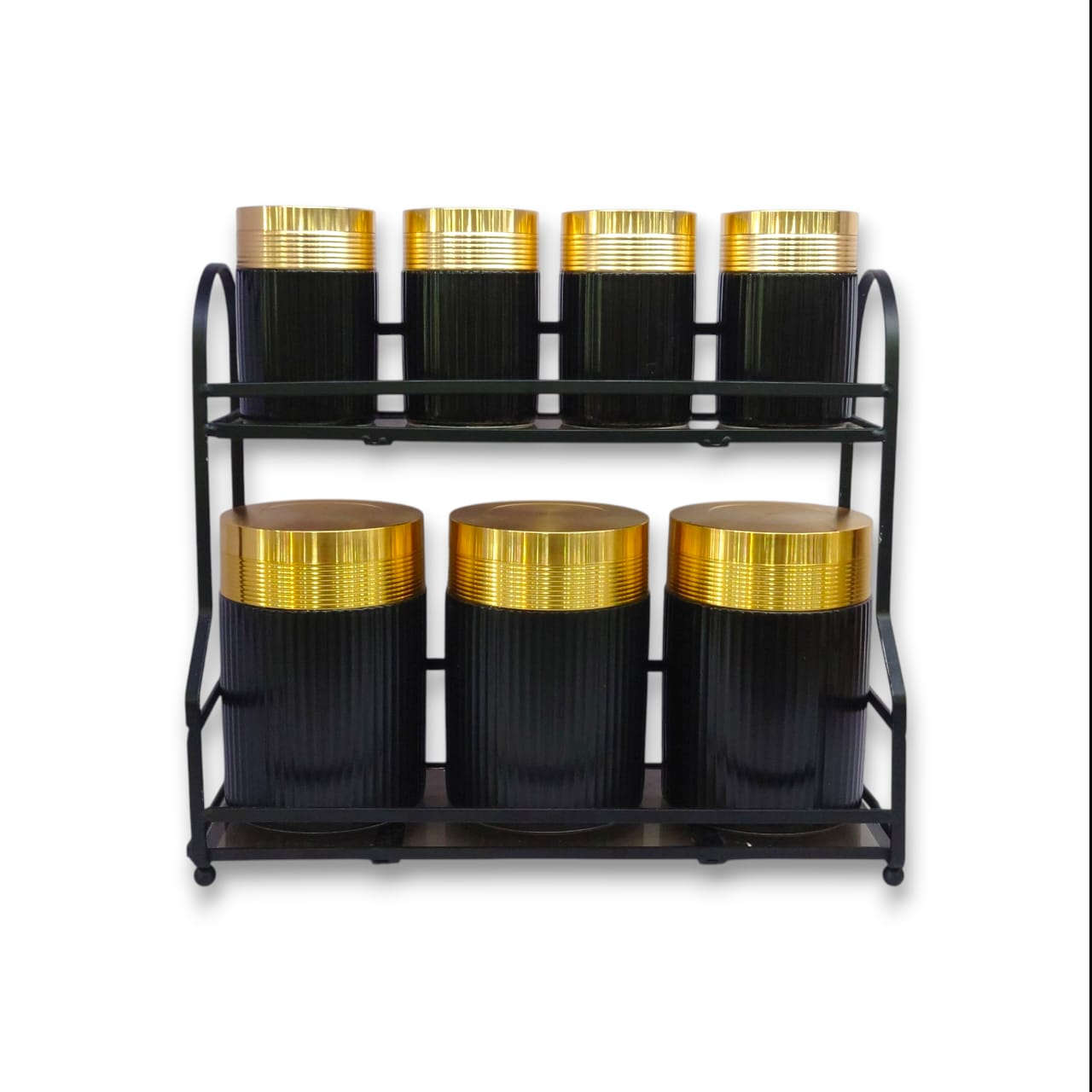 7-Piece Glass Spice Jar Set Black Kaka Bawa Sons