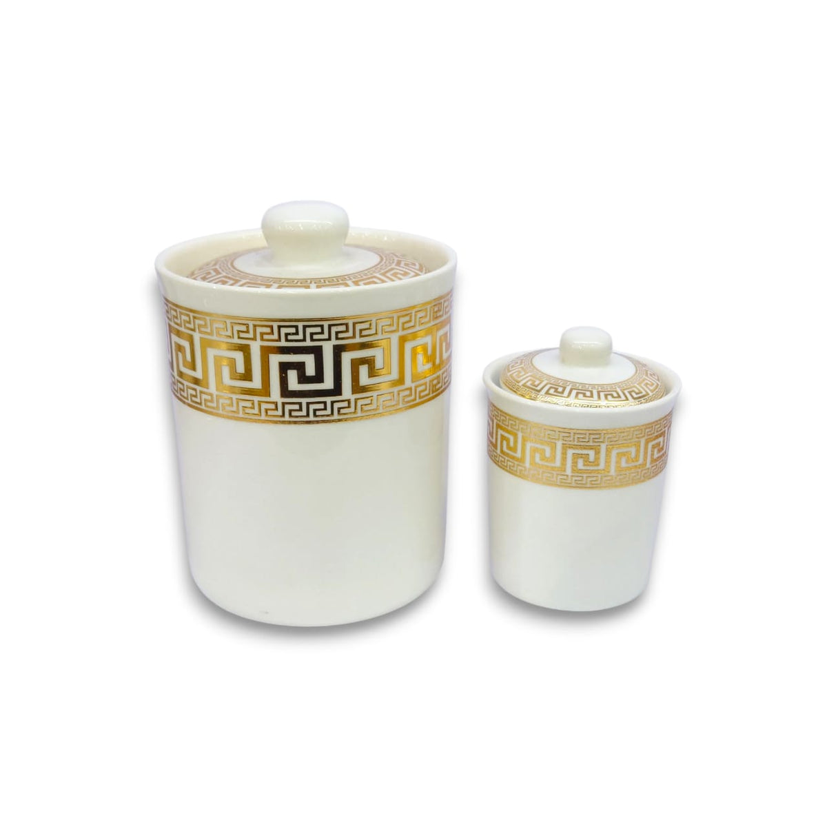 7-Piece Versace-Pattern Ceramic Spice Jar Set Golden Kaka Bawa Sons