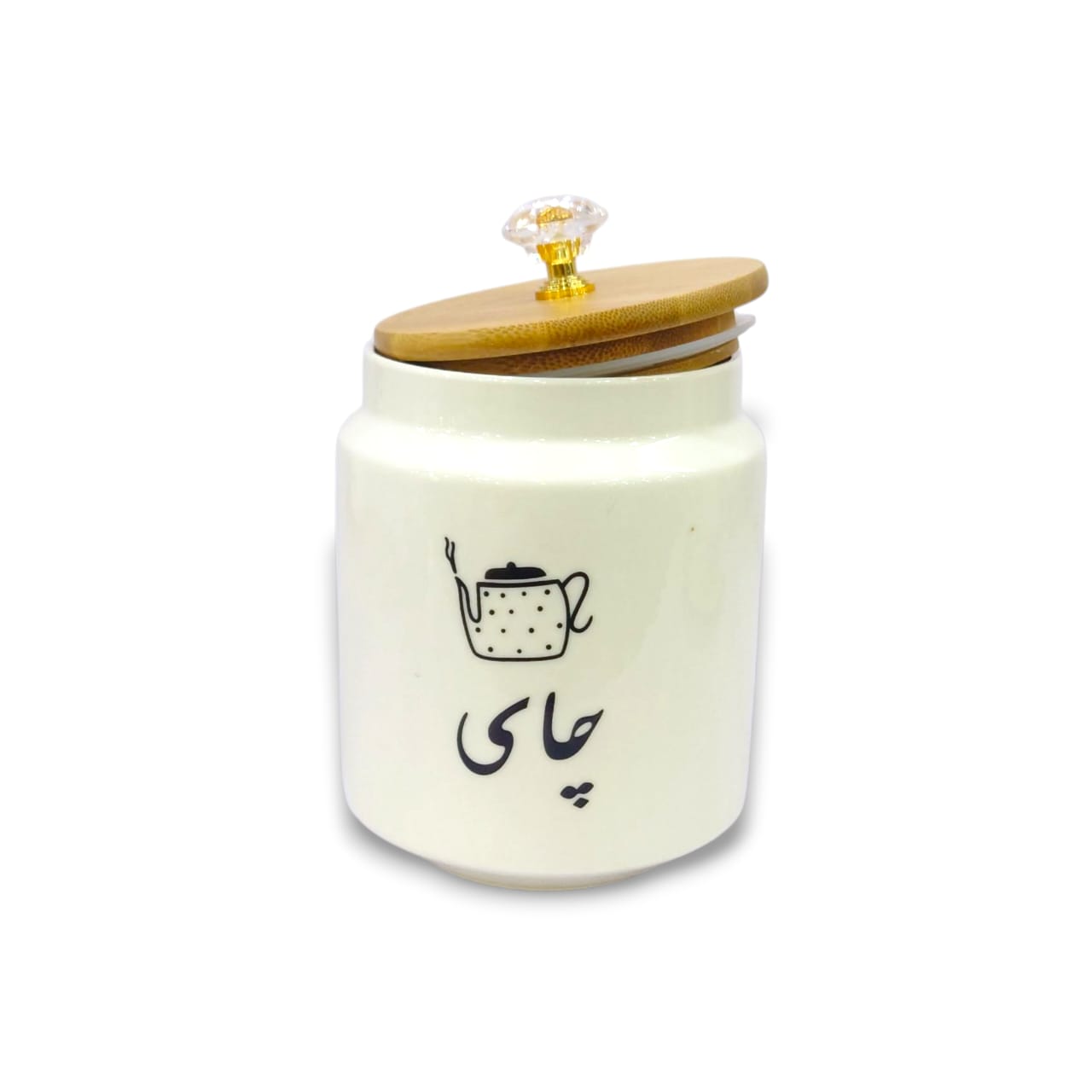 3-Piece Ceramic Spice Jar Set With Wood Lid Kaka Bawa Sons