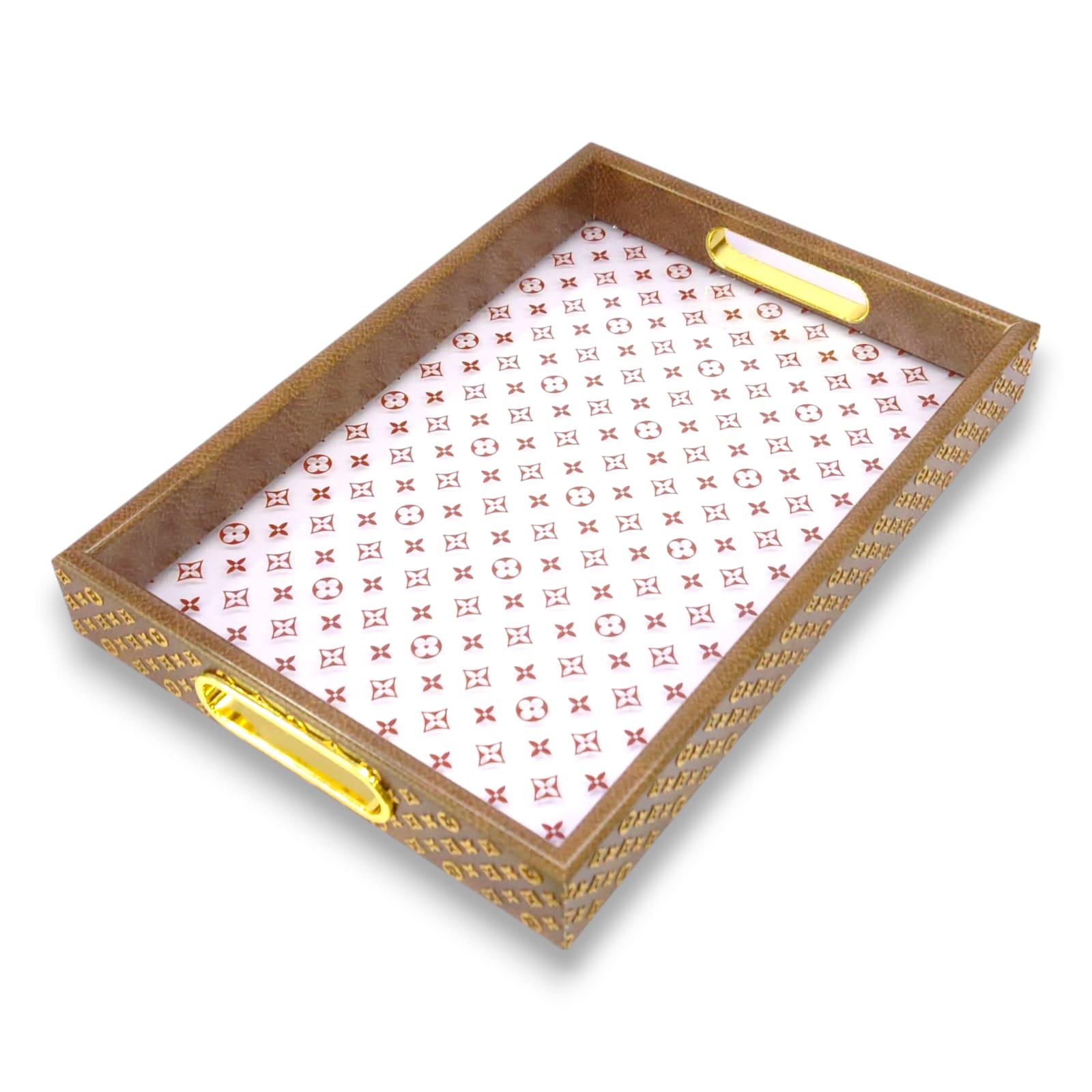 2-Piece Fancy Wooden & Acrylic Tray Set