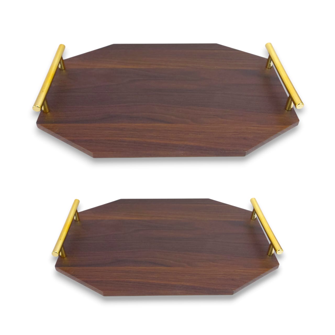 2-Piece Rectangular Wooden Tray Set