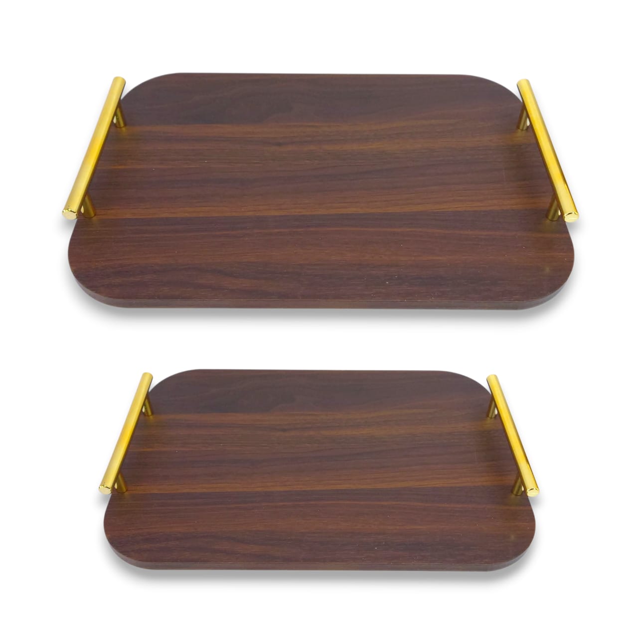 2-Piece Rectangular Wooden Tray Set