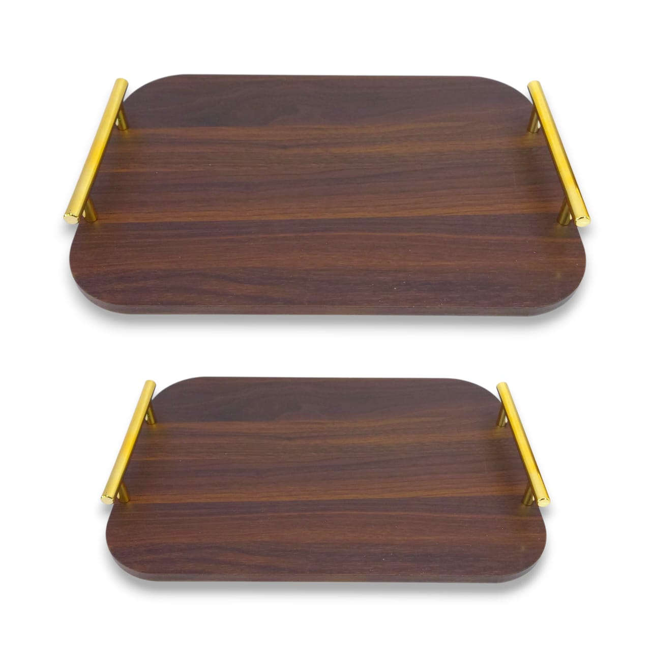 2-Piece Rectangular Wooden Tray Set Kaka Bawa Sons