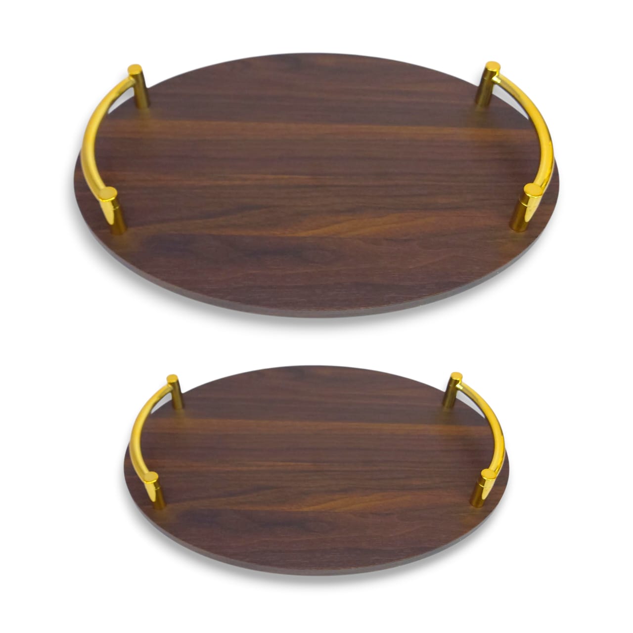 2-Piece Oval Wooden Tray Set
