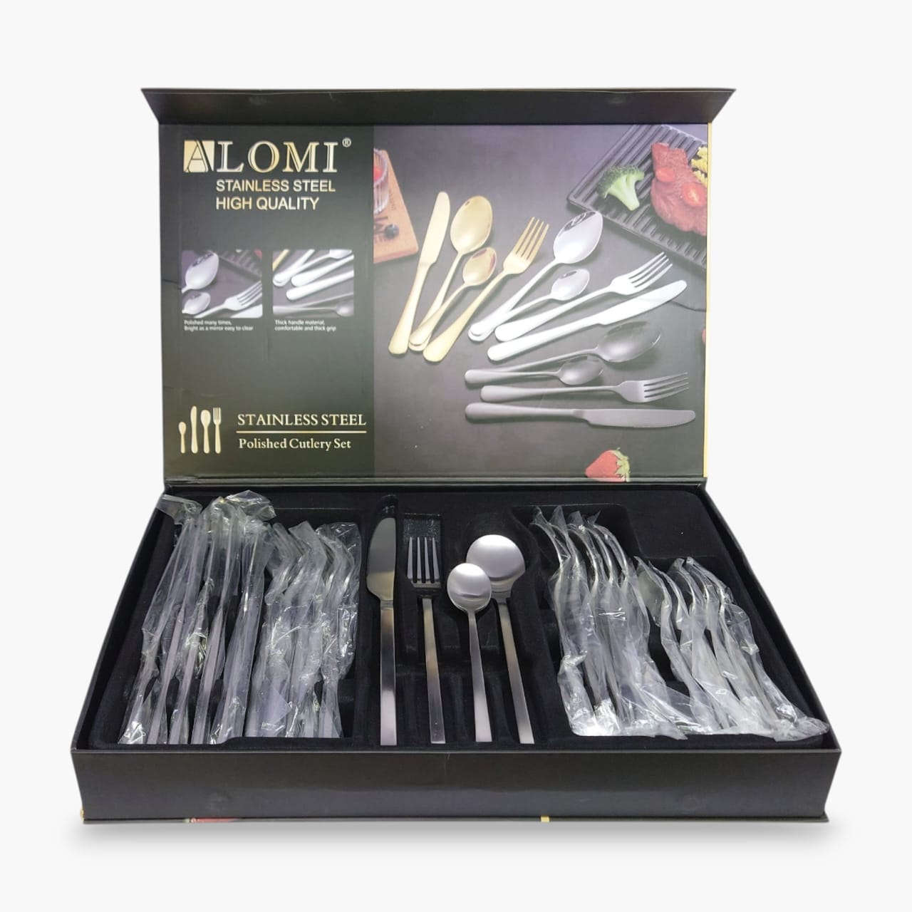 Alomi 24-Piece Stainless Steel Cutlery Set Silver Kaka Bawa Sons