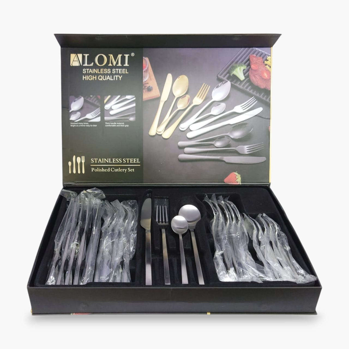 Alomi 24-Piece Stainless Steel Cutlery Set Silver Kaka Bawa Sons
