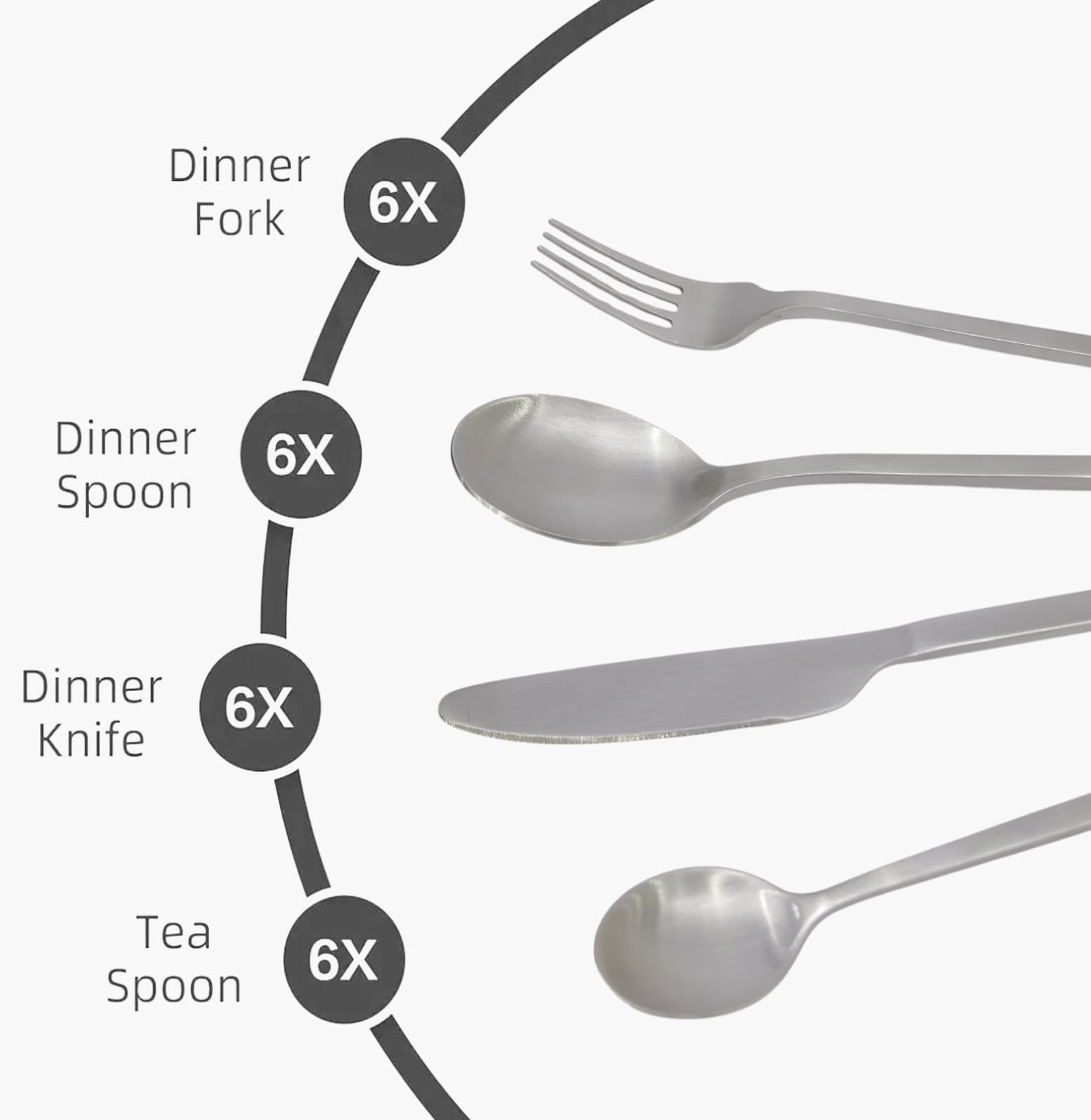 Alomi 24-Piece Stainless Steel Cutlery Set Silver Kaka Bawa Sons