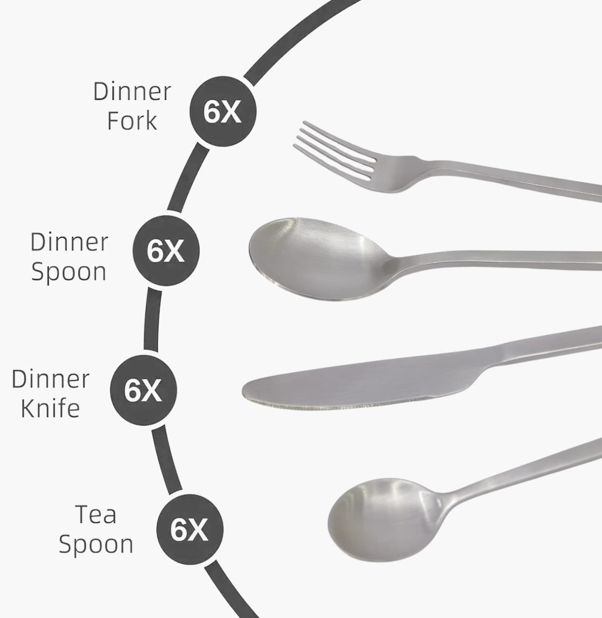 Alomi 24-Piece Stainless Steel Cutlery Set Silver Kaka Bawa Sons