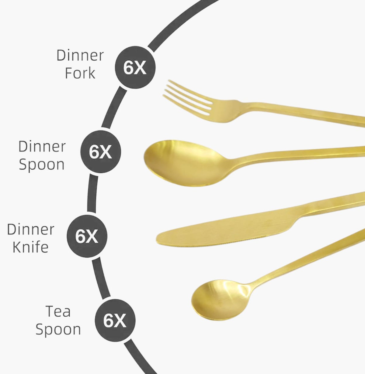 Alomi 24-Piece Stainless Steel Cutlery Set Golden Kaka Bawa Sons