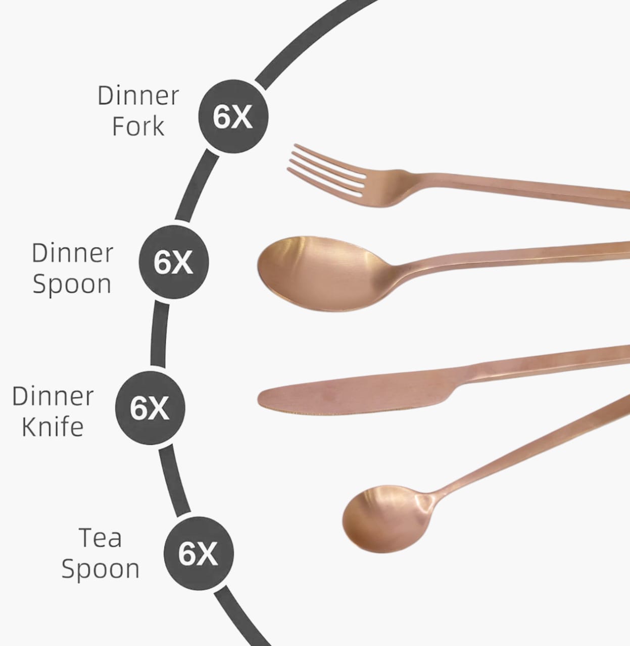 Alomi 24-Piece Stainless Steel Cutlery Set Rose Gold Kaka Bawa Sons