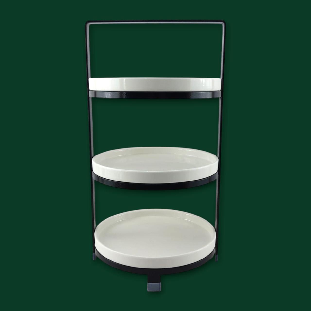 3-Tier Round Black Pastry Stand