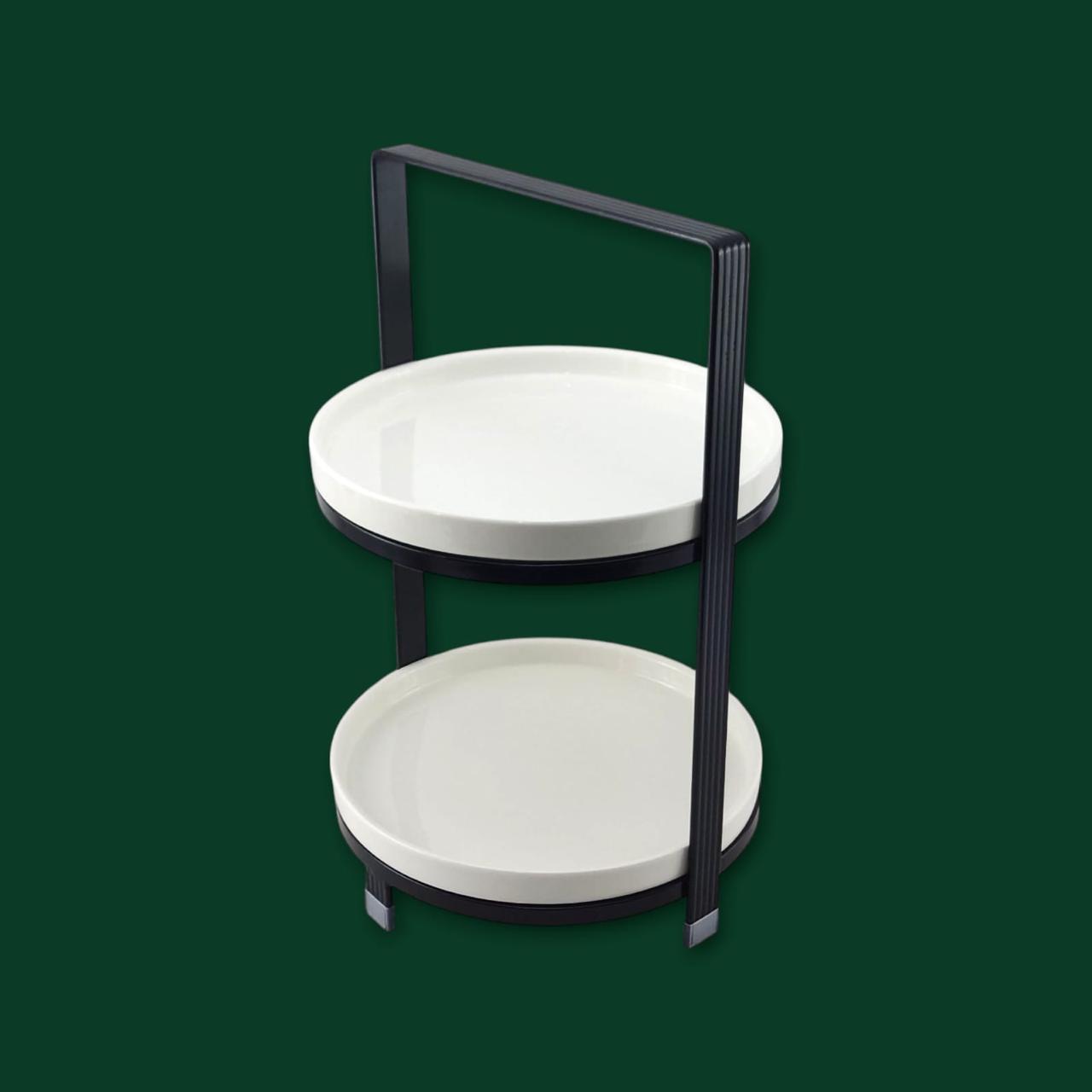 2-Tier Round Black Pastry Stand