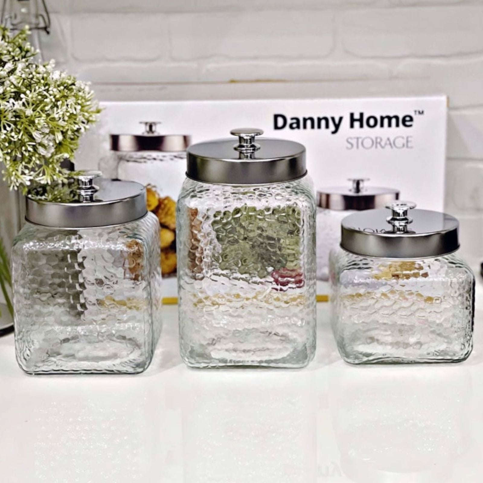 Danny Home 3-Piece Glass Storage Jar Set Kaka Bawa Sons