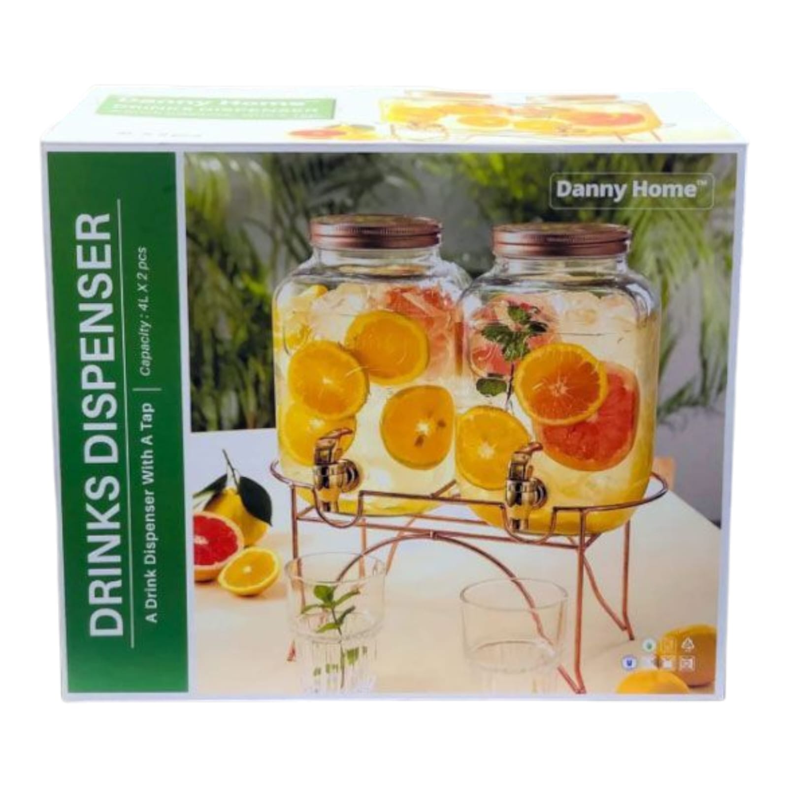 Danny Home 4-Litre x 2 Beverage Dispenser With Stand Kaka Bawa Sons