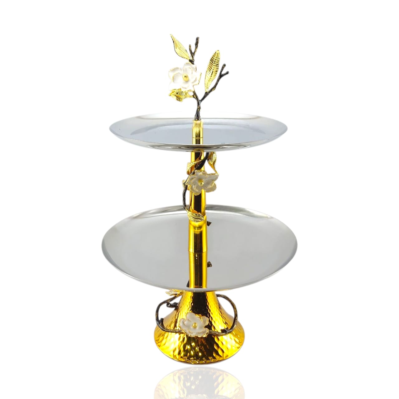 2-Tier Fancy Stainless Steel Round Dessert Stand