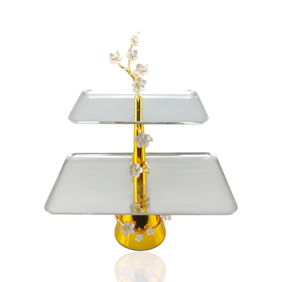 Fancy 2-Tier Stainless Steel Rectangle Dessert Stand Kaka Bawa Sons
