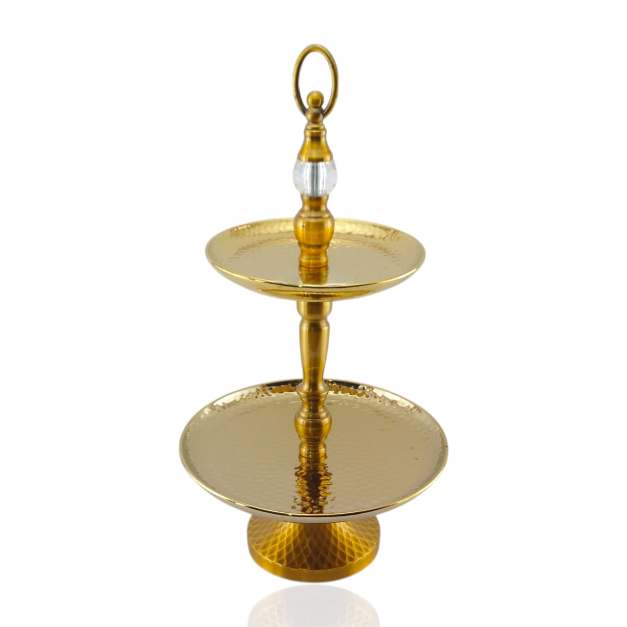 2-Tier Fancy Ceramic Hammered Dessert Stand