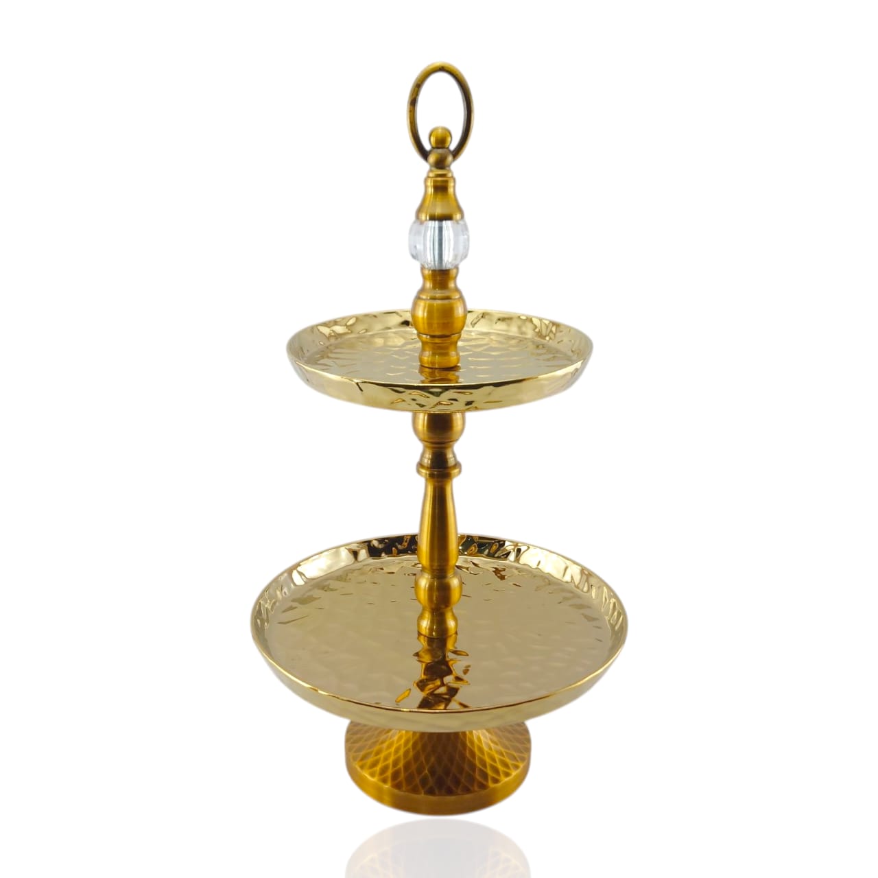 2-Tier Fancy Ceramic Hammered Dessert Stand