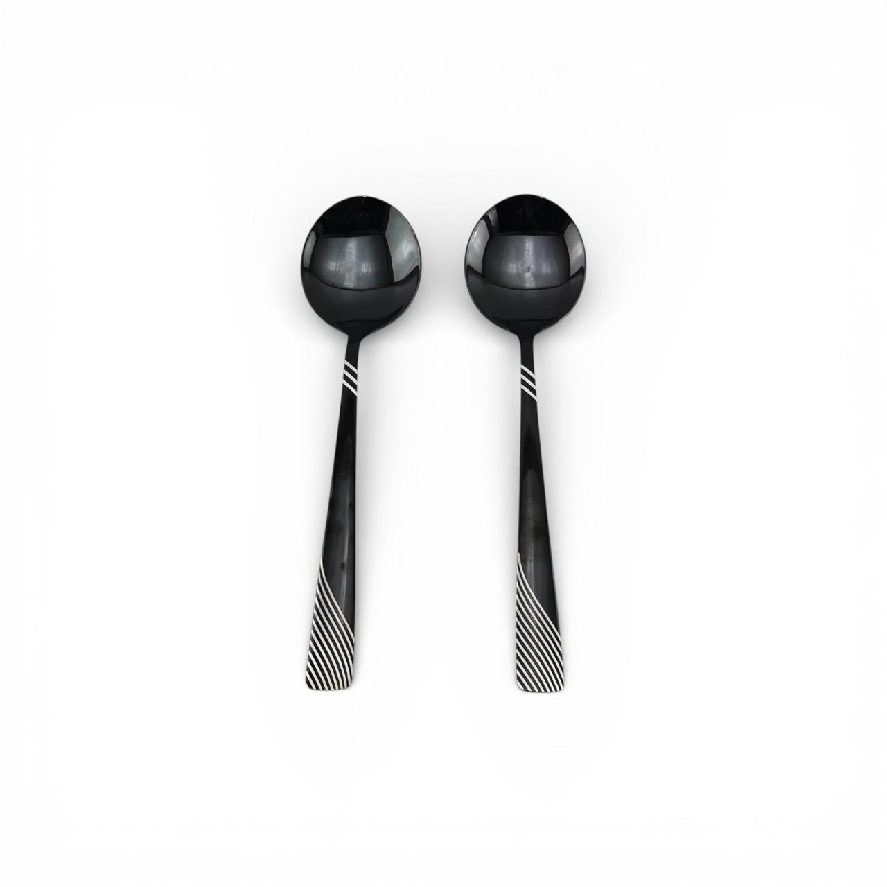 2-Piece Black Soup Serving Spoon Set
