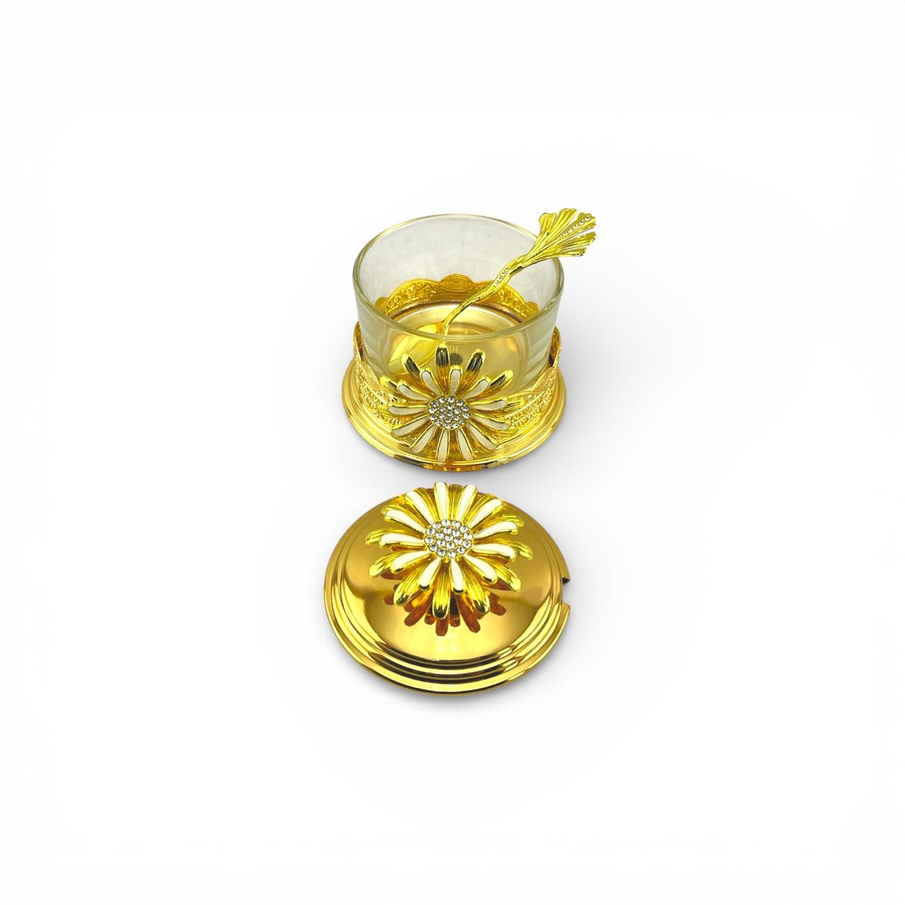 Fancy Golden Sugar Pot