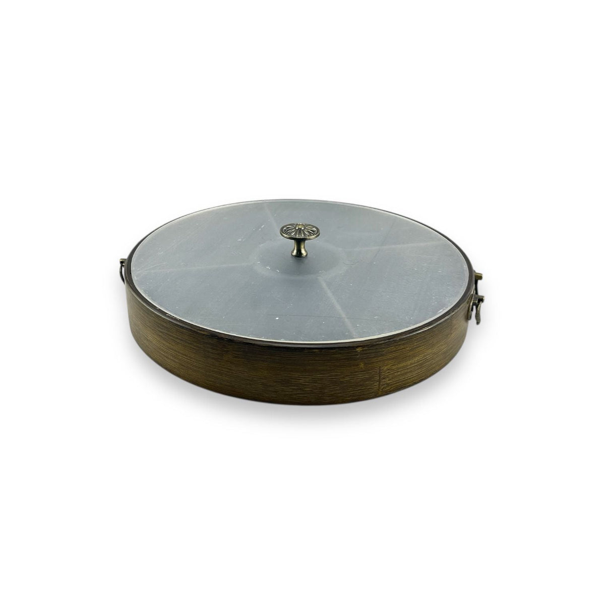 5-Portion Round Wooden Dry Fruit Dish With Acrylic Lid Kaka Bawa Sons
