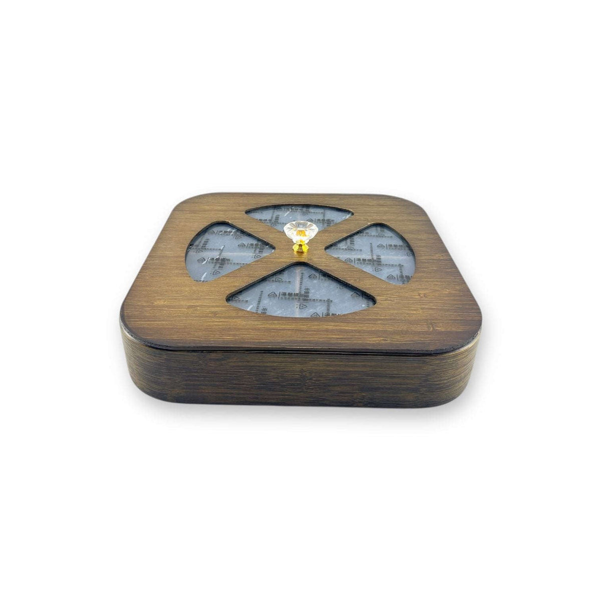 4-Portion Wooden Dry Fruit Dish With Acrylic Lid Kaka Bawa Sons