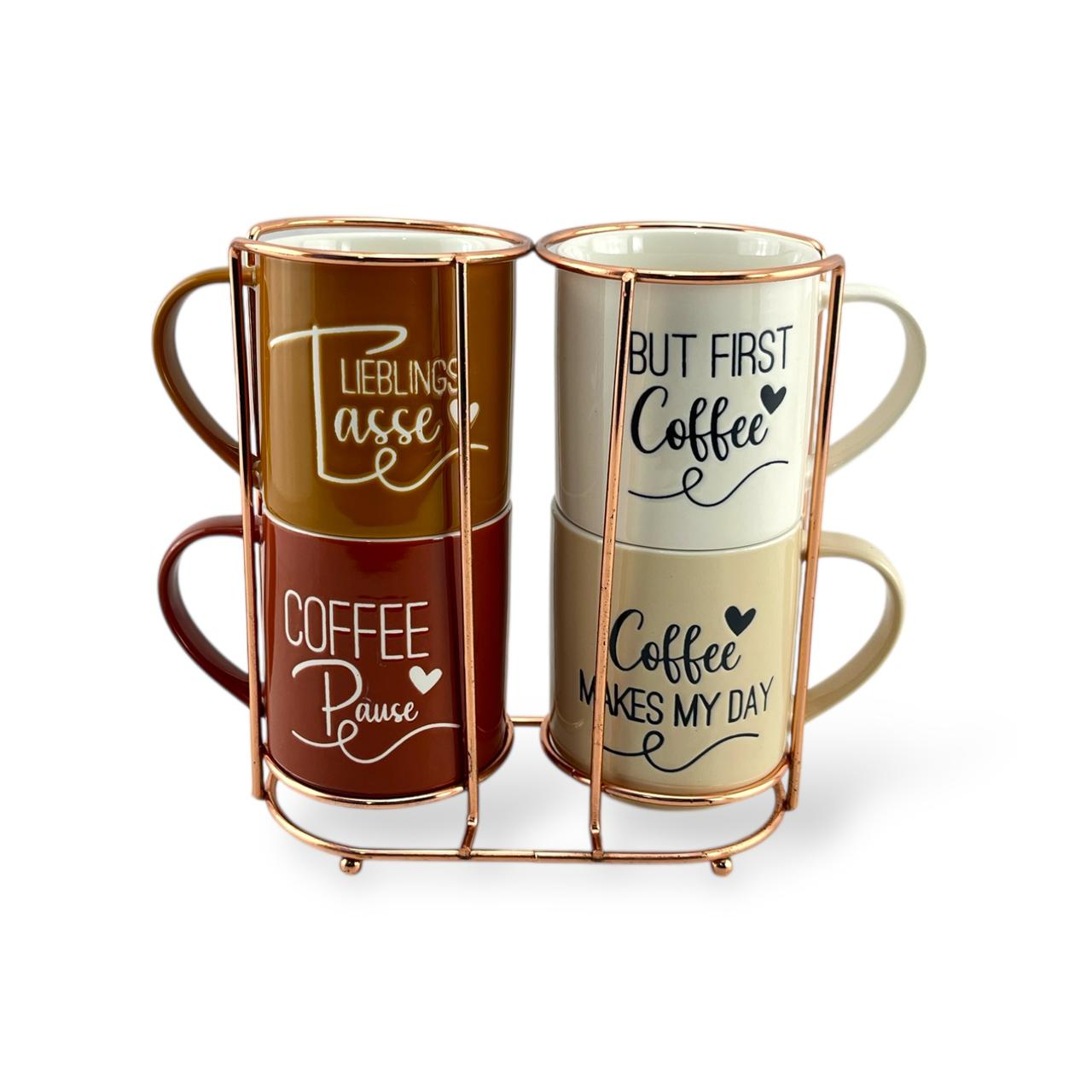 4- Piece Coffee Mug Set With Stand