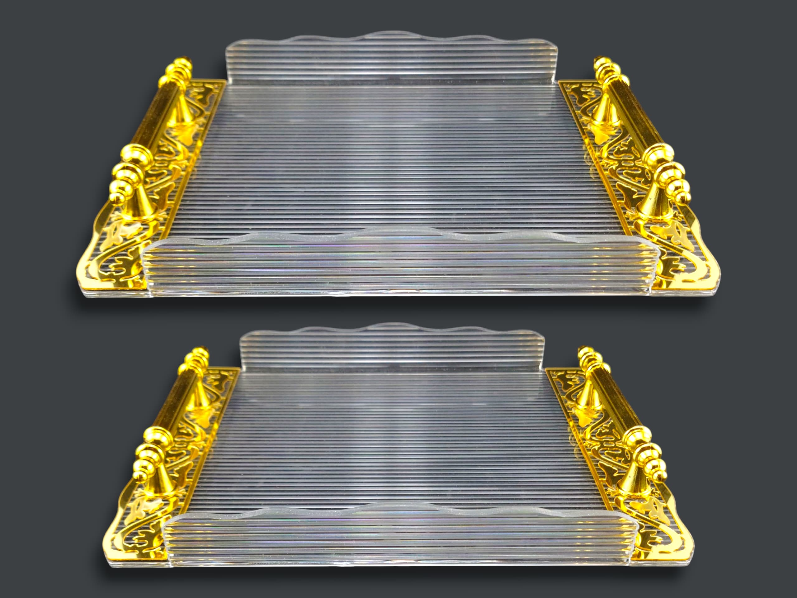 Fancy 2-Piece Acrylic Rectangular Serving Tray Set Kaka Bawa Sons