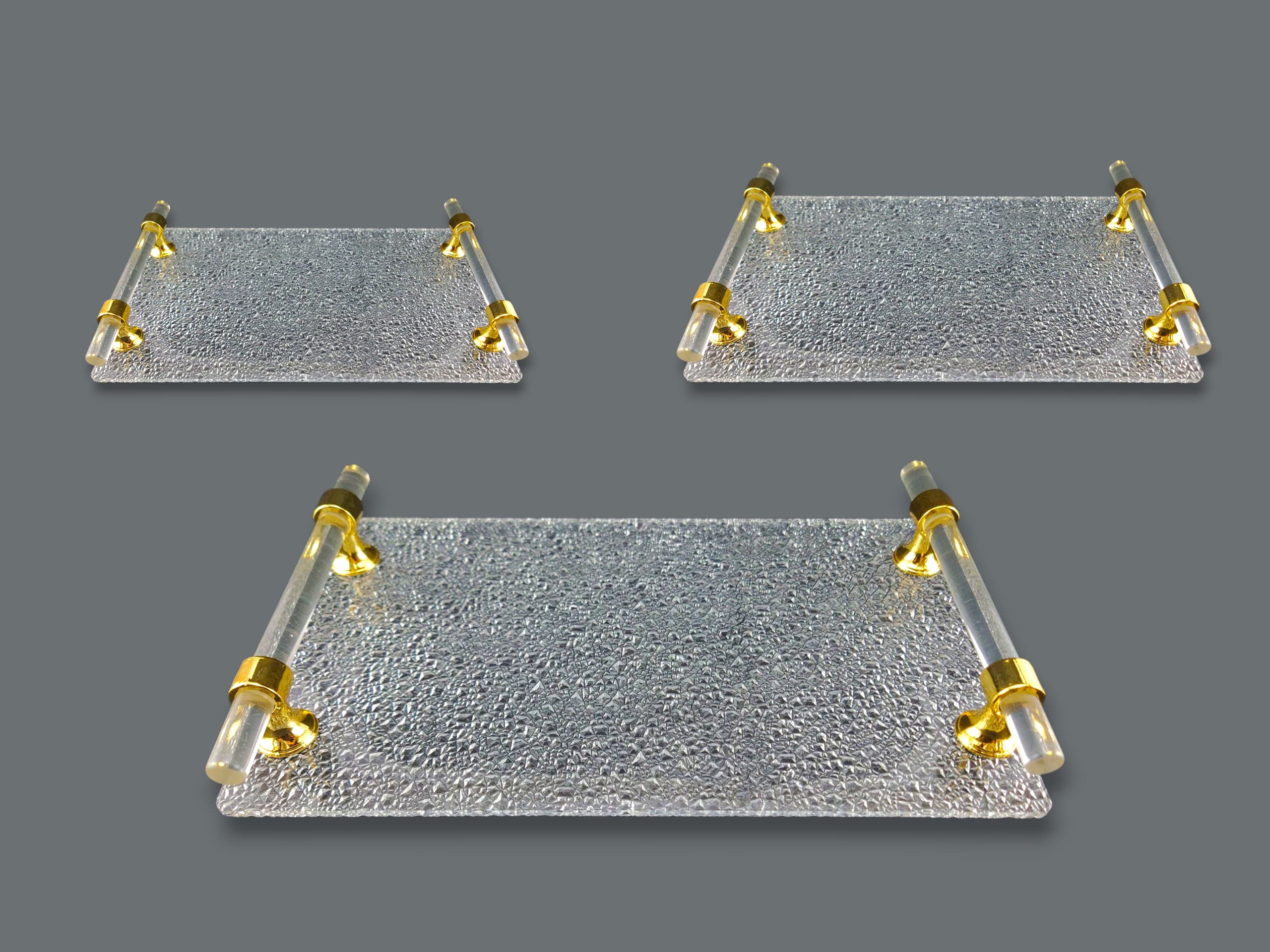 Fancy 3-Piece Acrylic Rectangular Serving Tray Set Kaka Bawa Sons