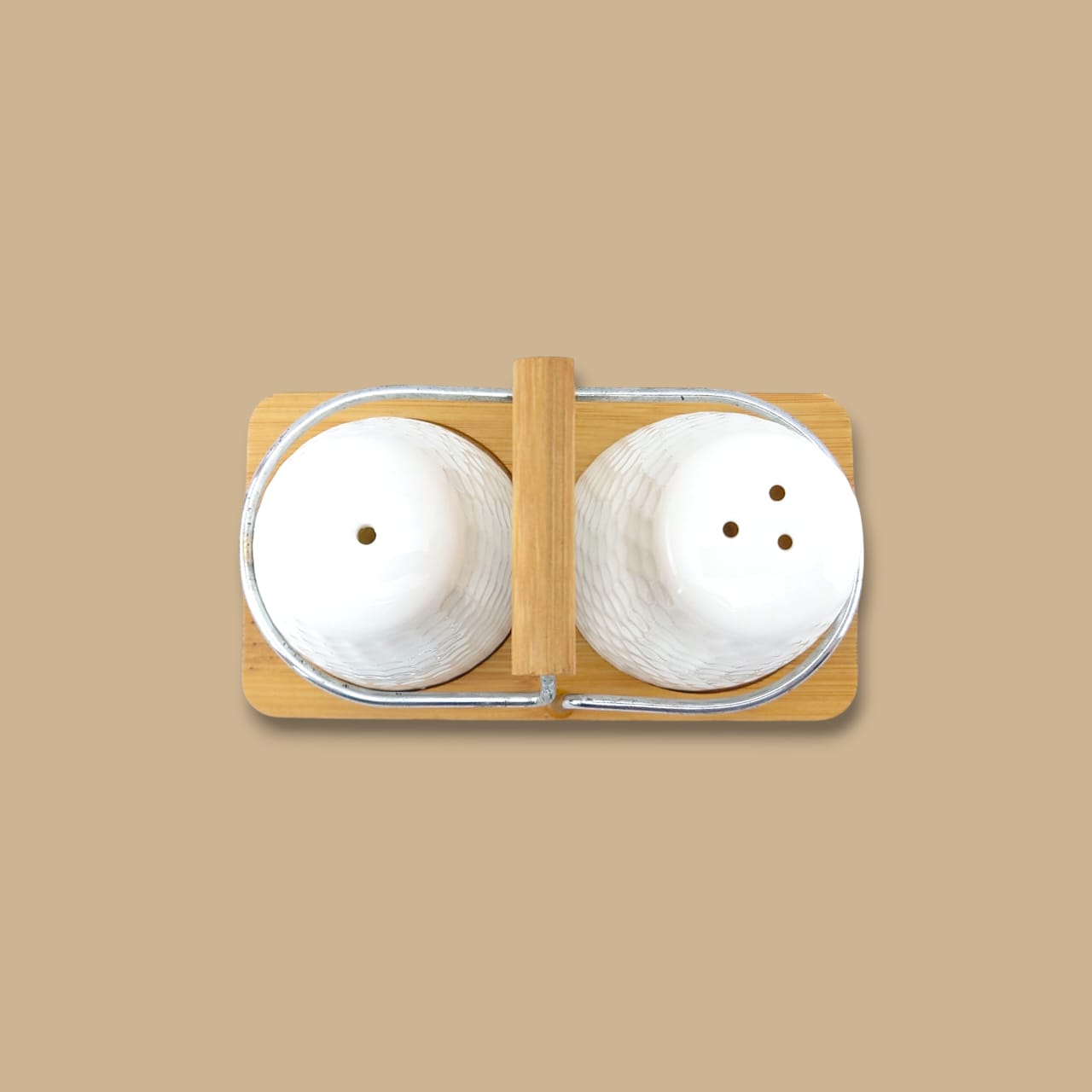 Lotus Ceramic Salt & Pepper Set White (JA-7502) Kaka Bawa Sons