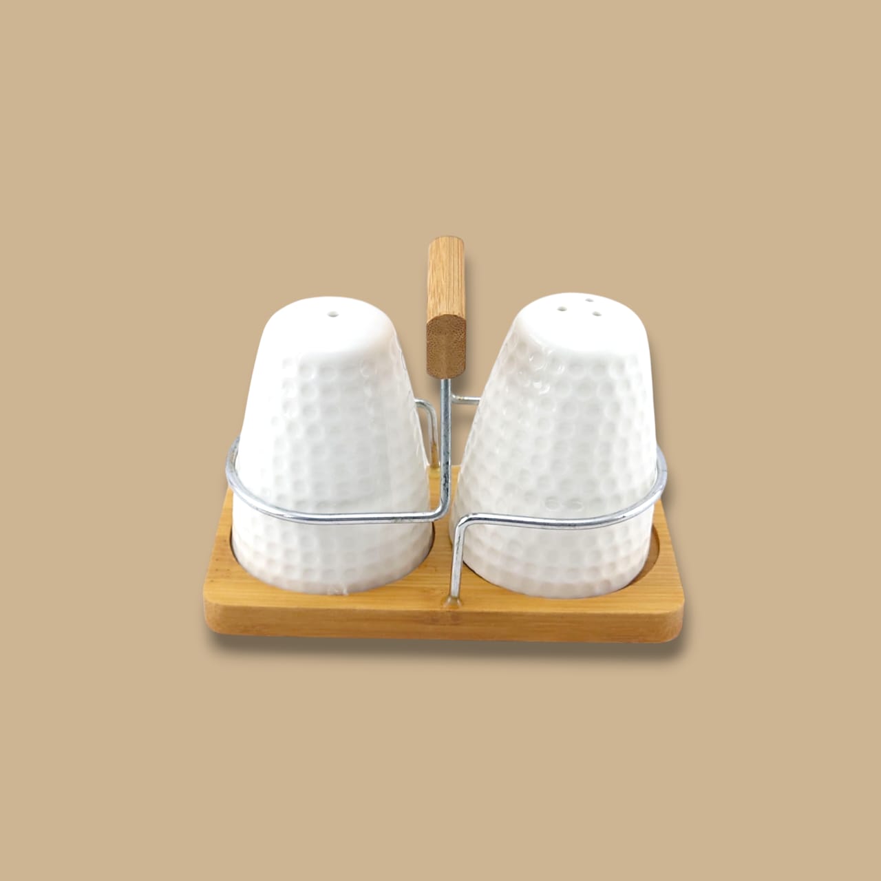 Lotus Ceramic Salt & Pepper Set White (JA-7502) Kaka Bawa Sons