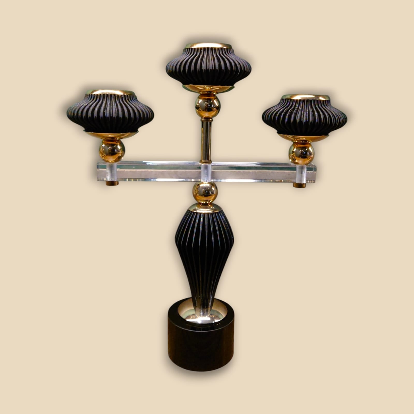 Aroma Black 3-Portion Candle Stand Kaka Bawa Sons