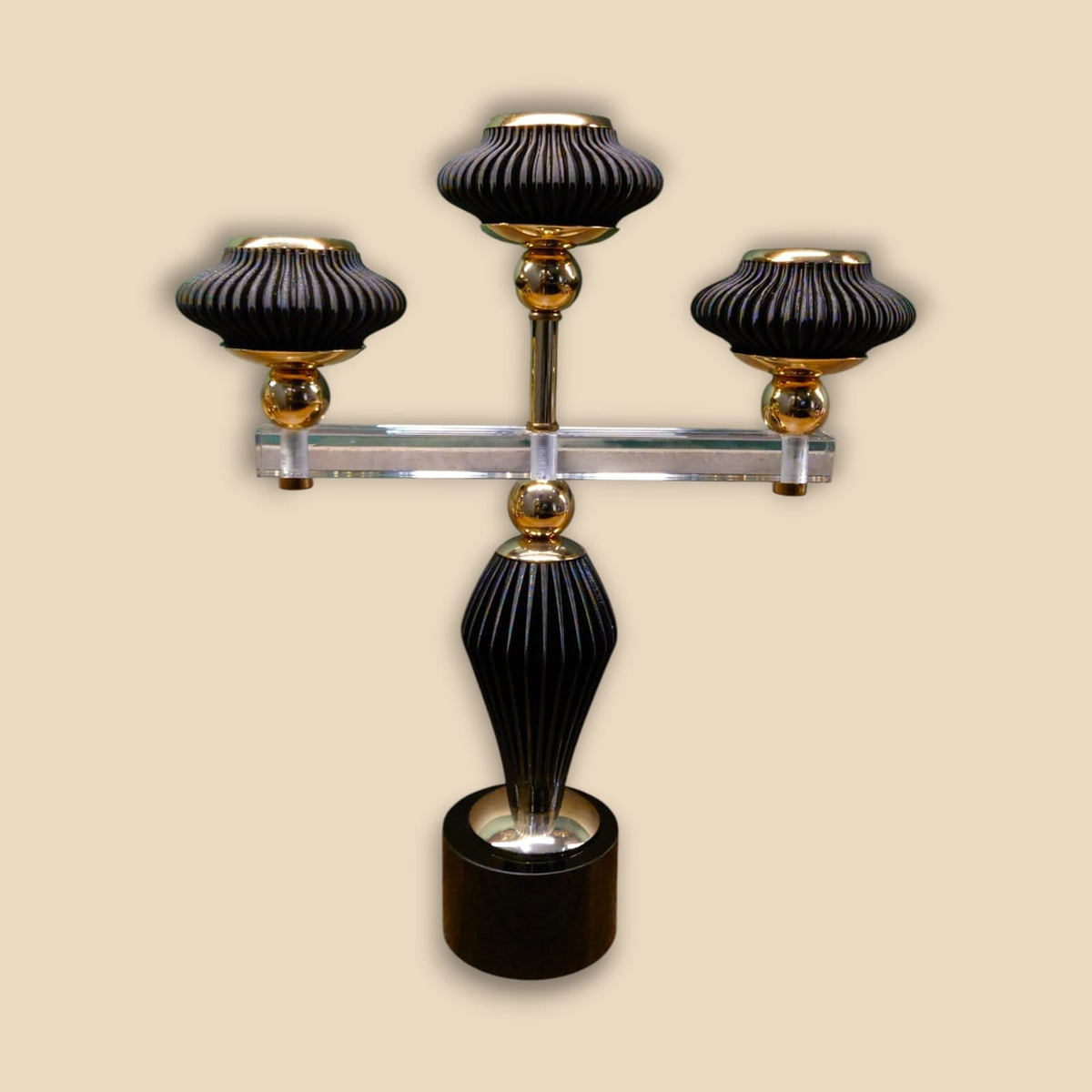 Aroma Black 3-Portion Candle Stand Kaka Bawa Sons