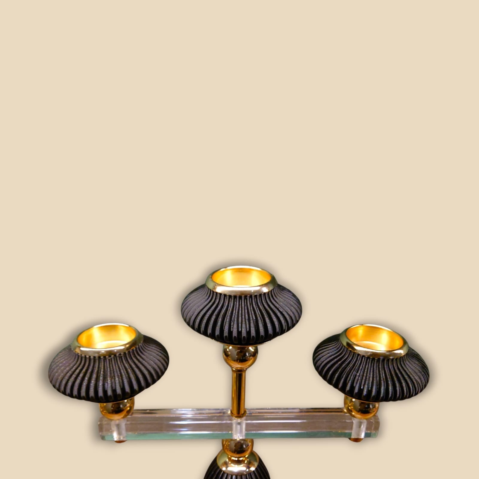 Aroma Black 3-Portion Candle Stand Kaka Bawa Sons