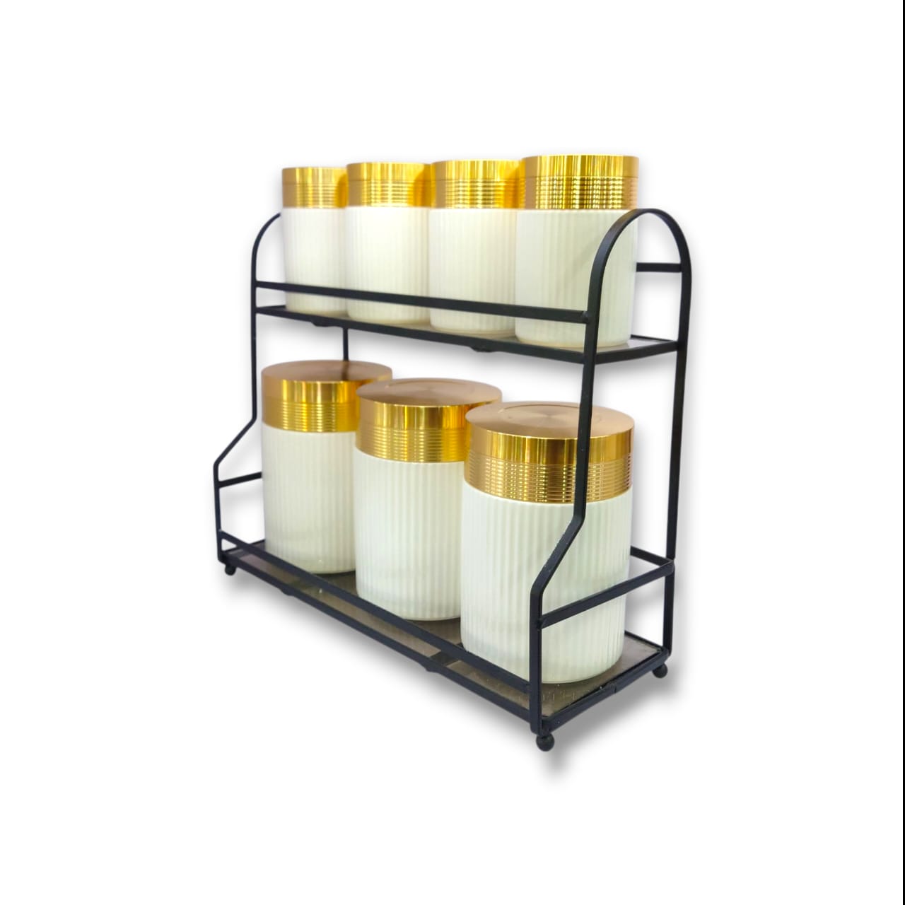 7-Piece Glass Spice Jar Set White