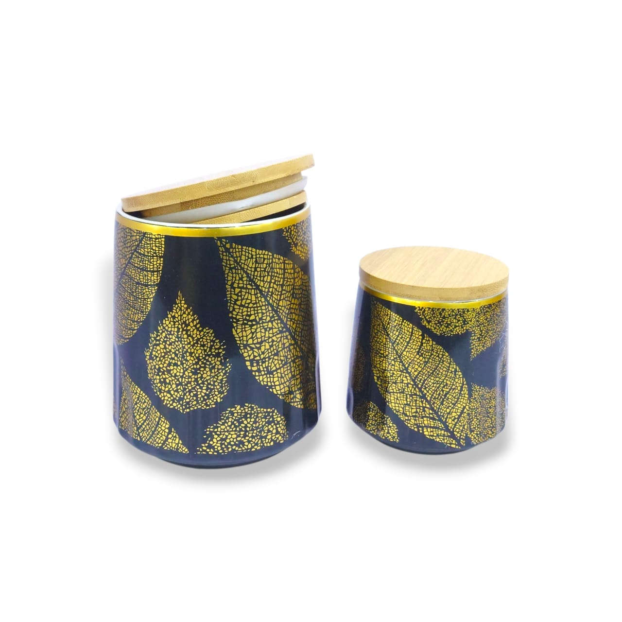 7-Piece Ceramic Spice Jar Set Black Kaka Bawa Sons