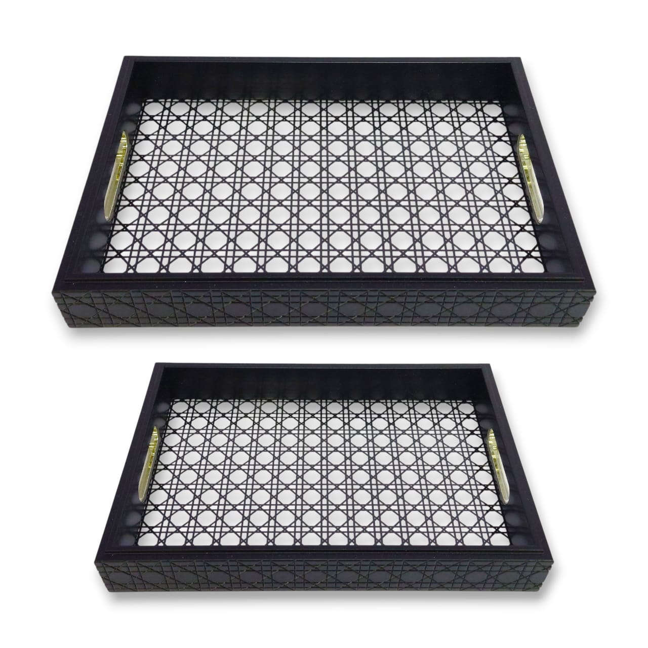 Fancy 2-Piece Wooden & Acrylic Tray Set Kaka Bawa Sons