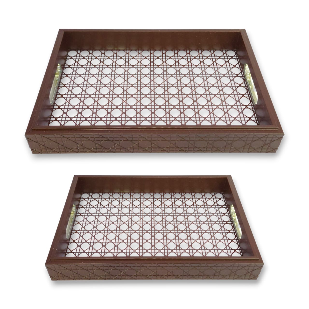 2-Piece Fancy Wooden & Acrylic Tray Set