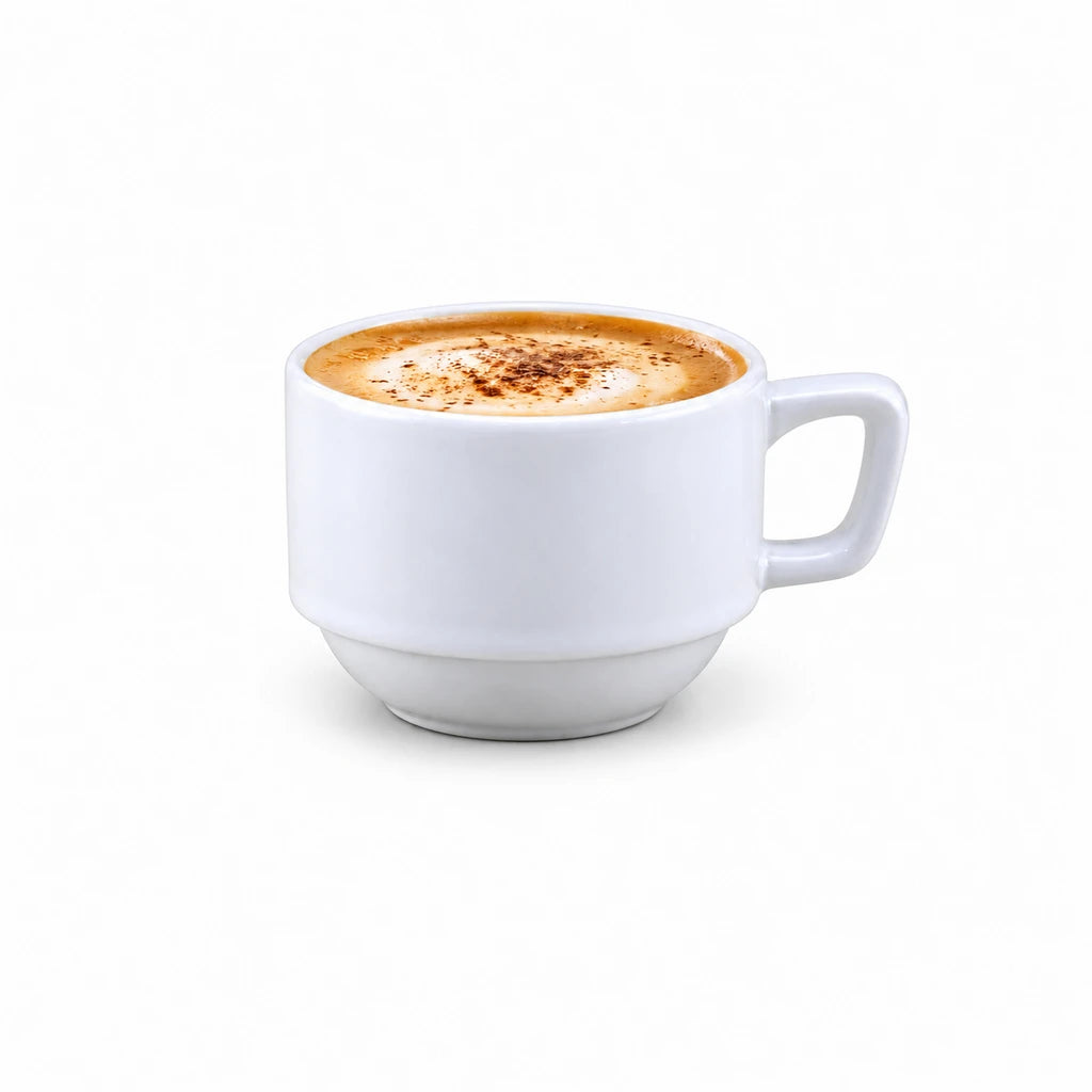 Forte B.K Angular-Handle White Ceramic Tea Cup, 250 ml
