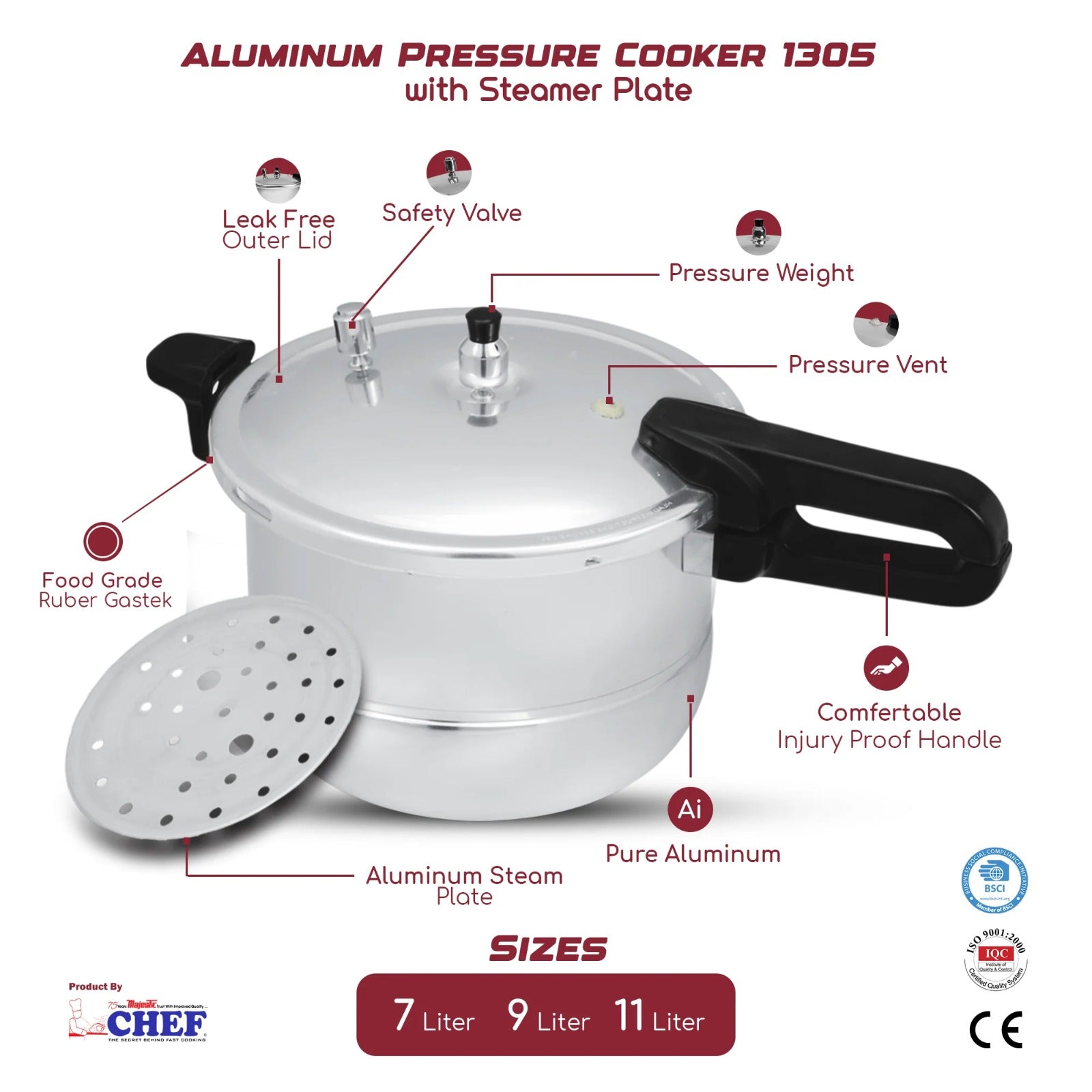 Majestic Aluminum Pressure Cooker & Steamer 1305