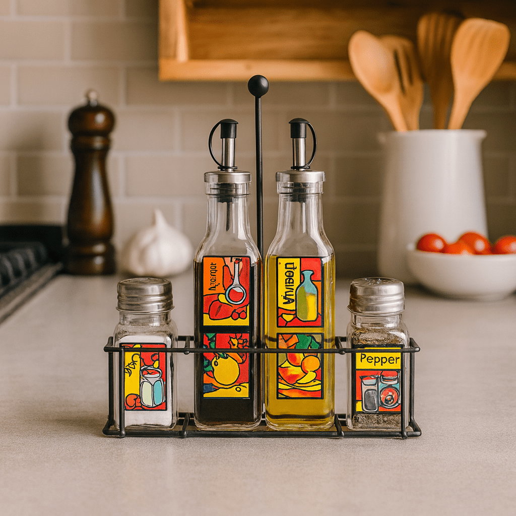 Danny Home 5-Piece Glass Condiment Set Kaka Bawa Sons